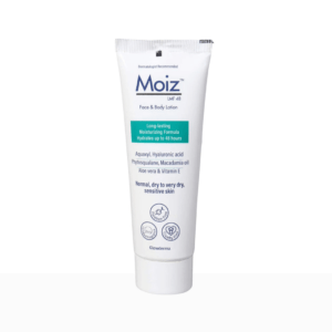 Moiz LMF 48 Face & Body Lotion is a non-comedogenic and non-sticky lotion with aquaxyl, hyaluronic acid, phytosqualene, macadamia oil, aloe vera, and vitamin E.